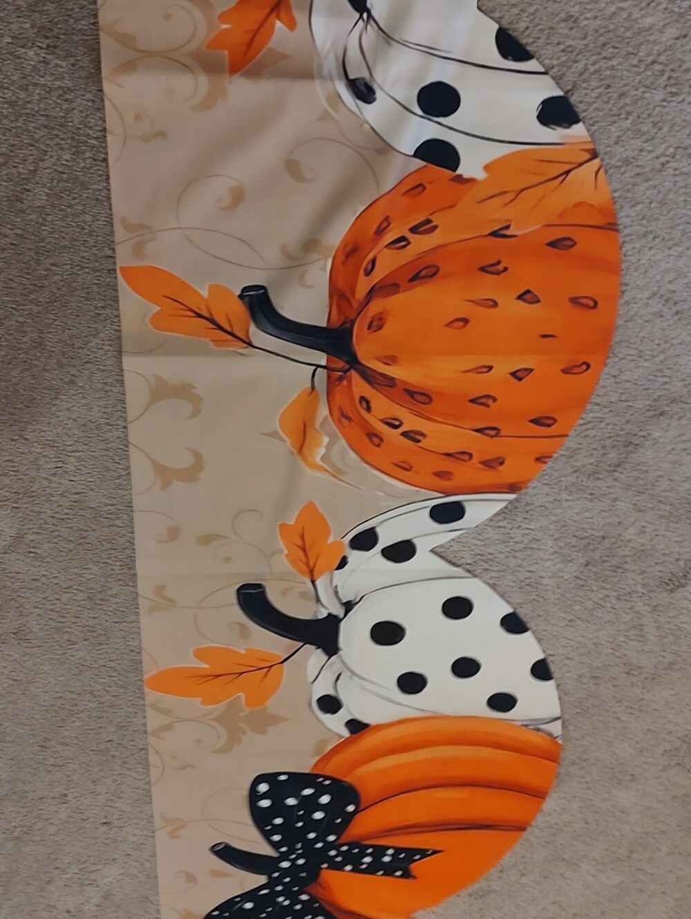 Fall Pumpkin Scalloped Fabric Mantel Scarf
